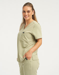 Essential One Pocket V Neck Scrub Top - Matcha