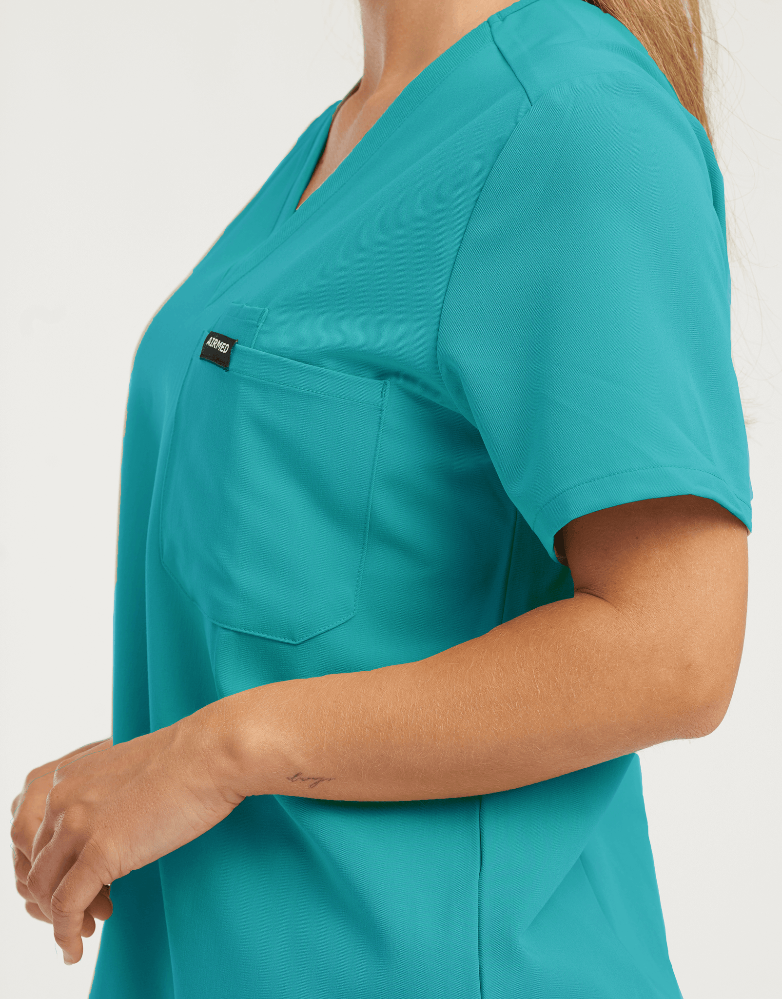Essential One Pocket V Neck Scrub Top - Sydney Teal
