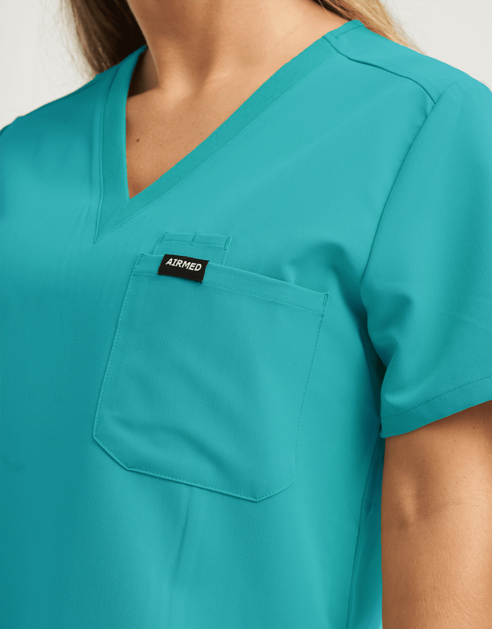 Essential One Pocket V Neck Scrub Top - Sydney Teal