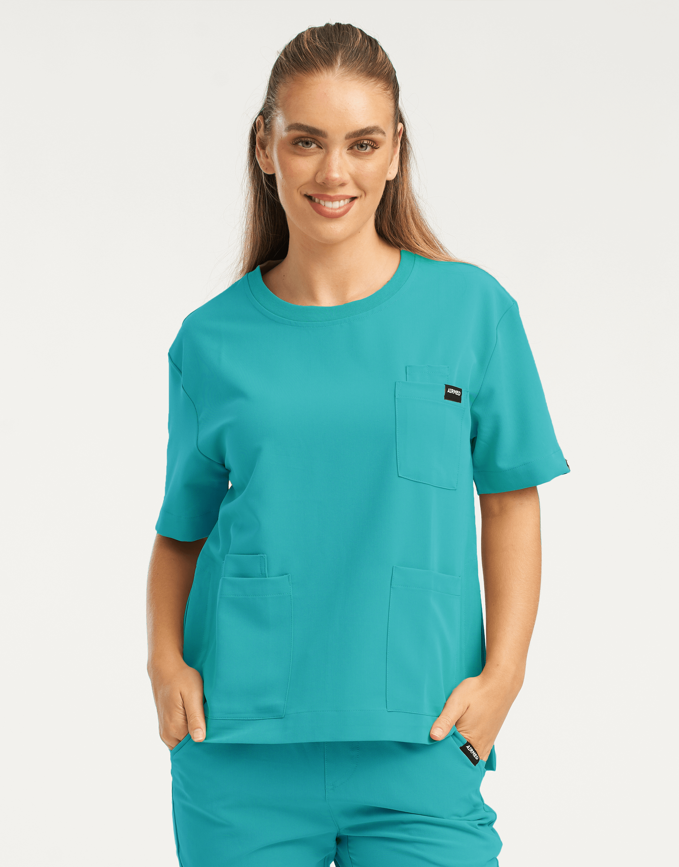 Essential Crewneck Scrub Top - Sydney Teal