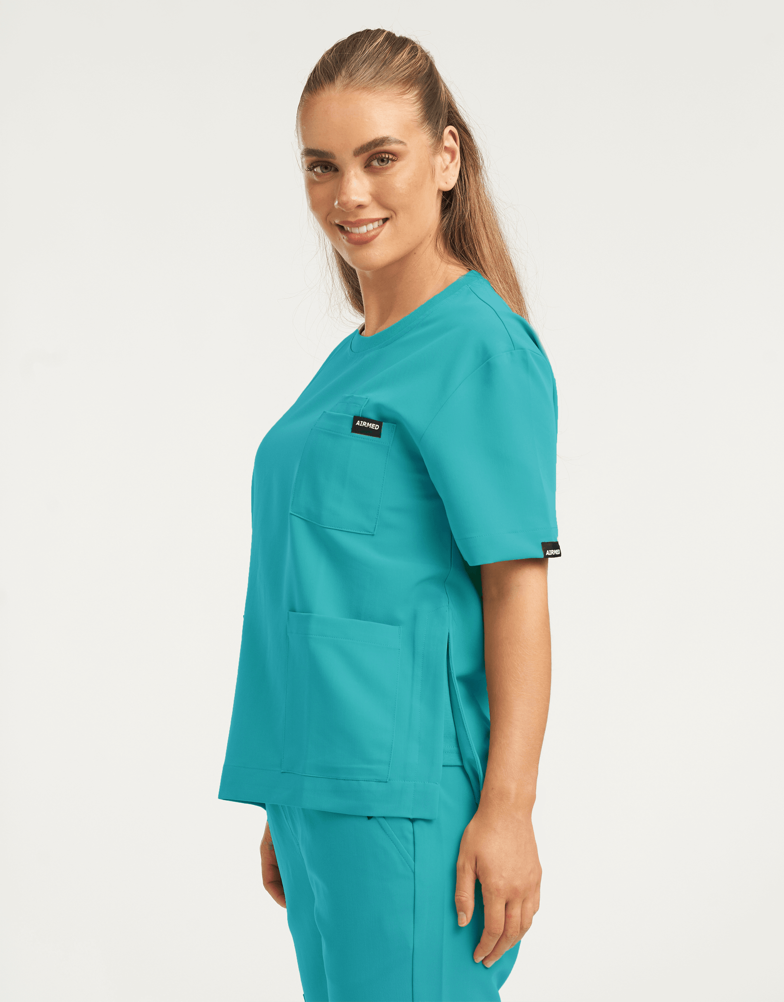 Essential Crewneck Scrub Top - Sydney Teal