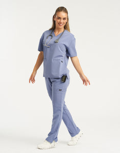 Essential V Neck Scrub Top - Nova Blue