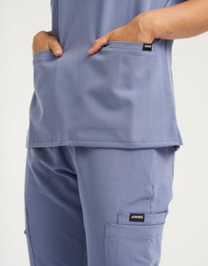 Essential V Neck Scrub Top - Nova Blue