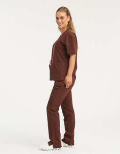 Essential V Neck Scrub Top - Cocoa