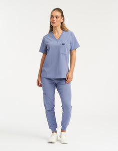 Essential One Pocket V Neck Scrub Top - Nova Blue