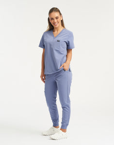 Essential One Pocket V Neck Scrub Top - Nova Blue