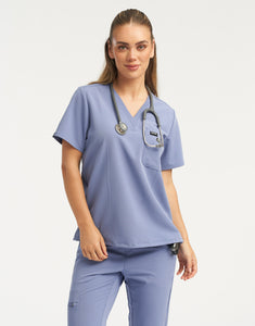 Essential One Pocket V Neck Scrub Top - Nova Blue