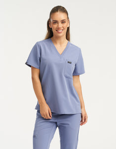 Essential One Pocket V Neck Scrub Top - Nova Blue