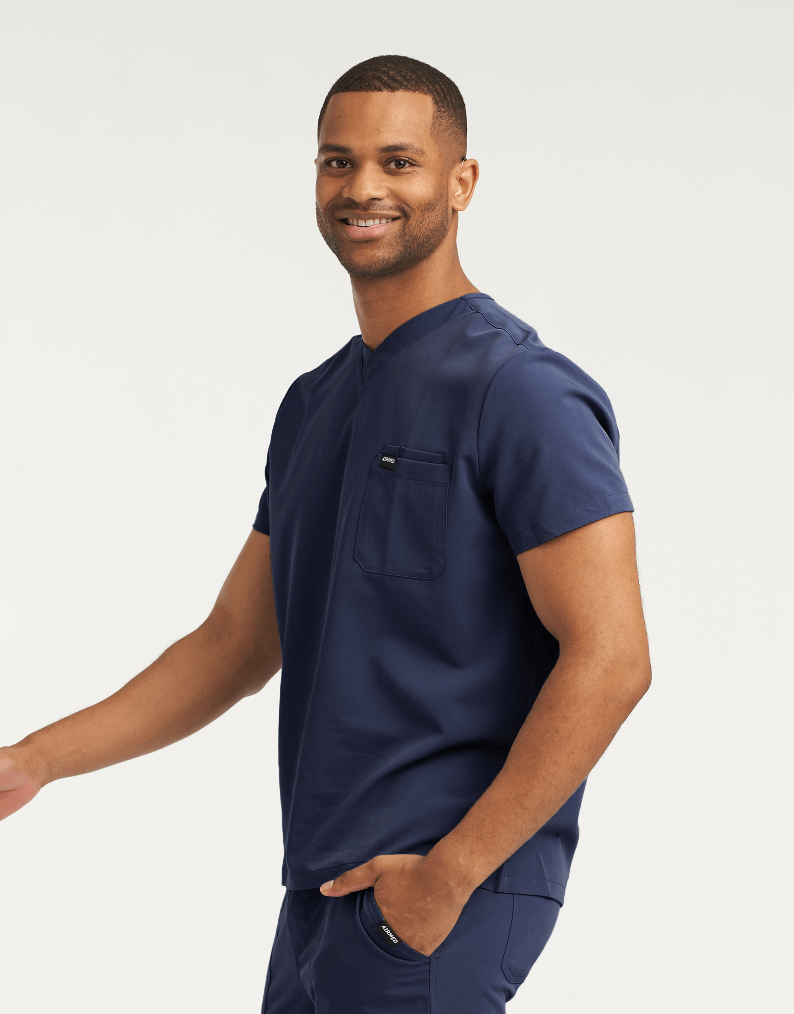 Essential V Neck Scrub Top - True Navy