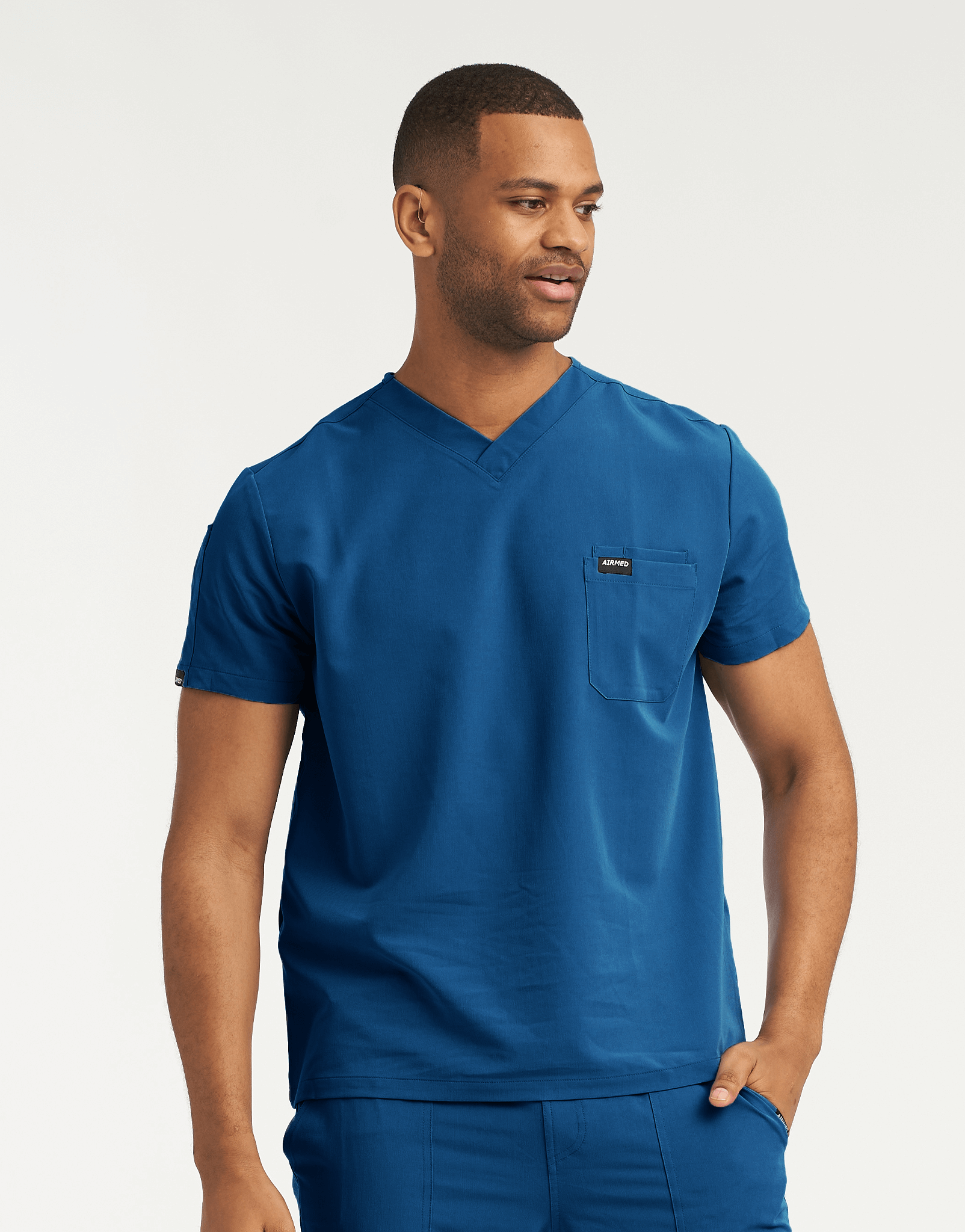 Essential V Neck Scrub Top - Gibraltar Blue