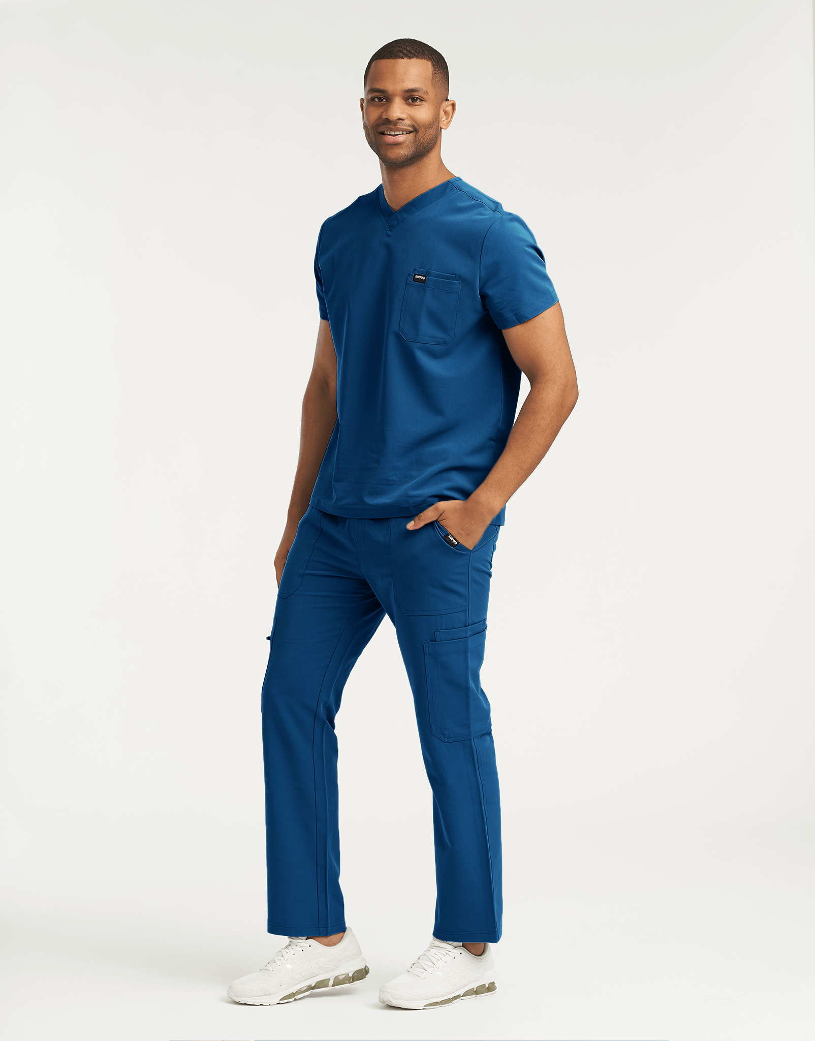 Essential V Neck Scrub Top - Gibraltar Blue