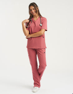 Essential V Neck Scrub Top - Mauvewood