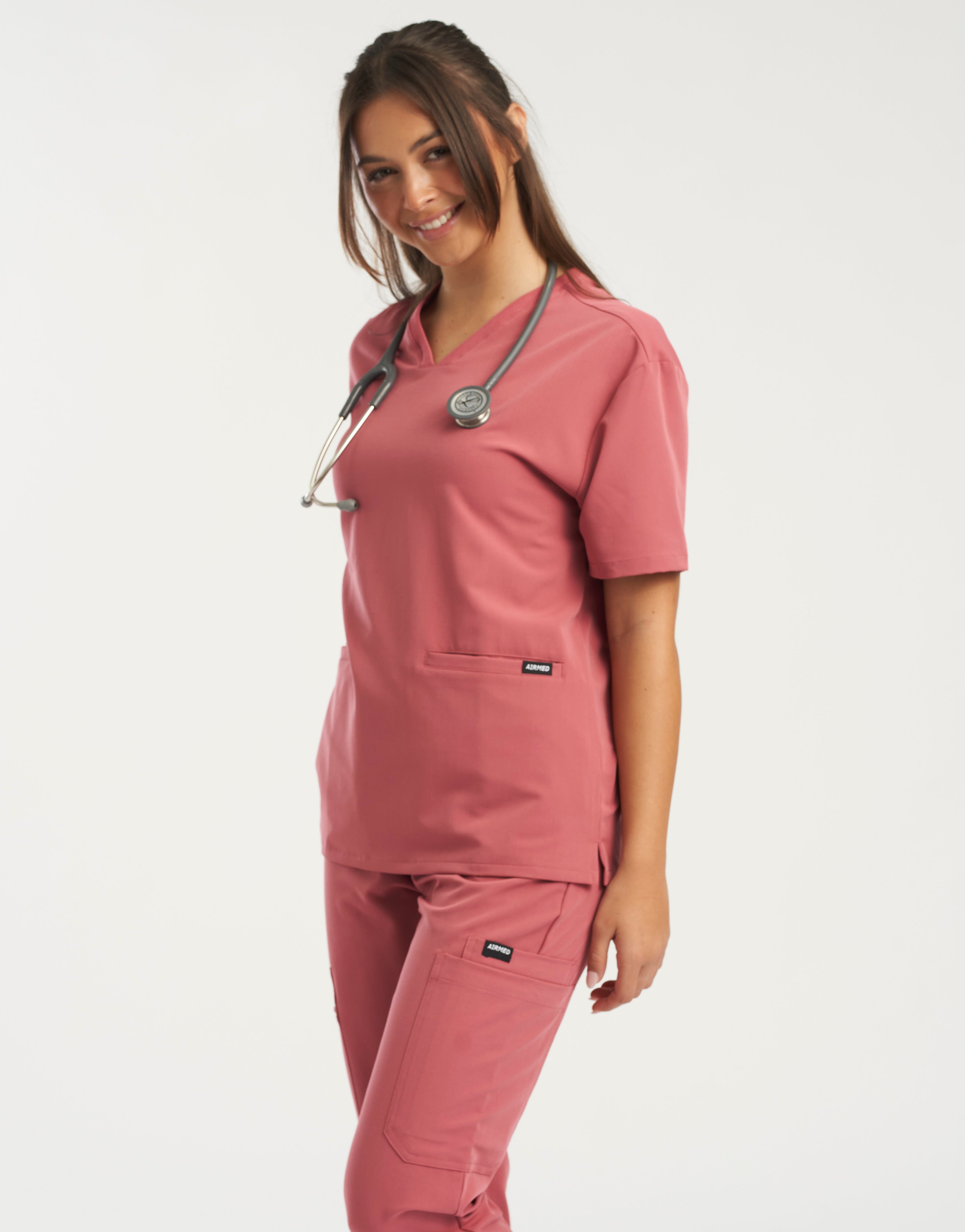 Essential V Neck Scrub Top - Mauvewood