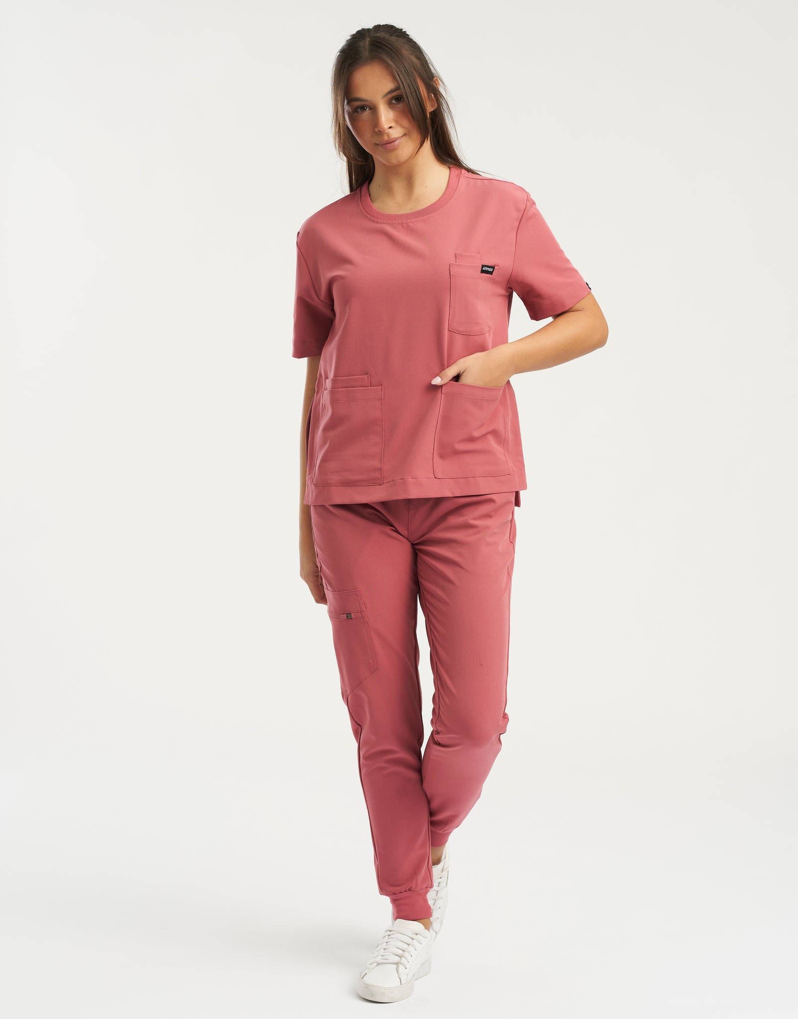 Essential Crewneck Scrub Top - Mauvewood