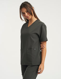 Essential V Neck Scrub Top - Asphalt