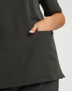 Essential V Neck Scrub Top - Asphalt