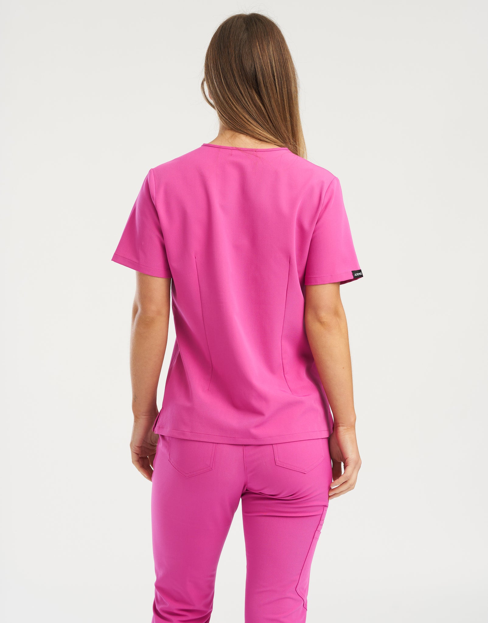 Essential One Pocket V Neck Scrub Top - Just Pink