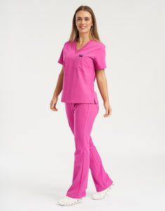 Essential One Pocket V Neck Scrub Top - Just Pink