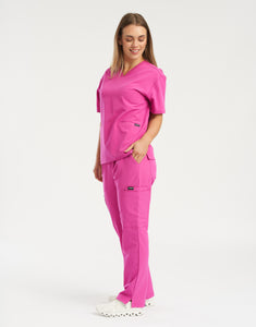 Essential V Neck Scrub Top - Just Pink