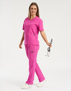 Essential V Neck Scrub Top - Just Pink