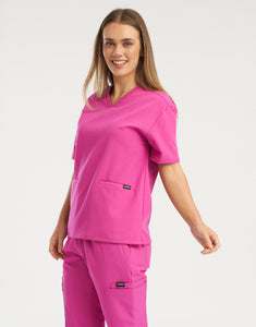 Essential V Neck Scrub Top - Just Pink