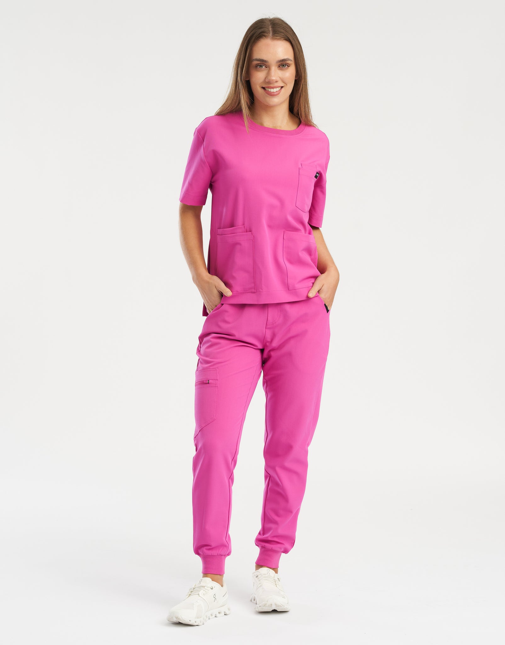 Essential Crewneck Scrub Top - Just Pink