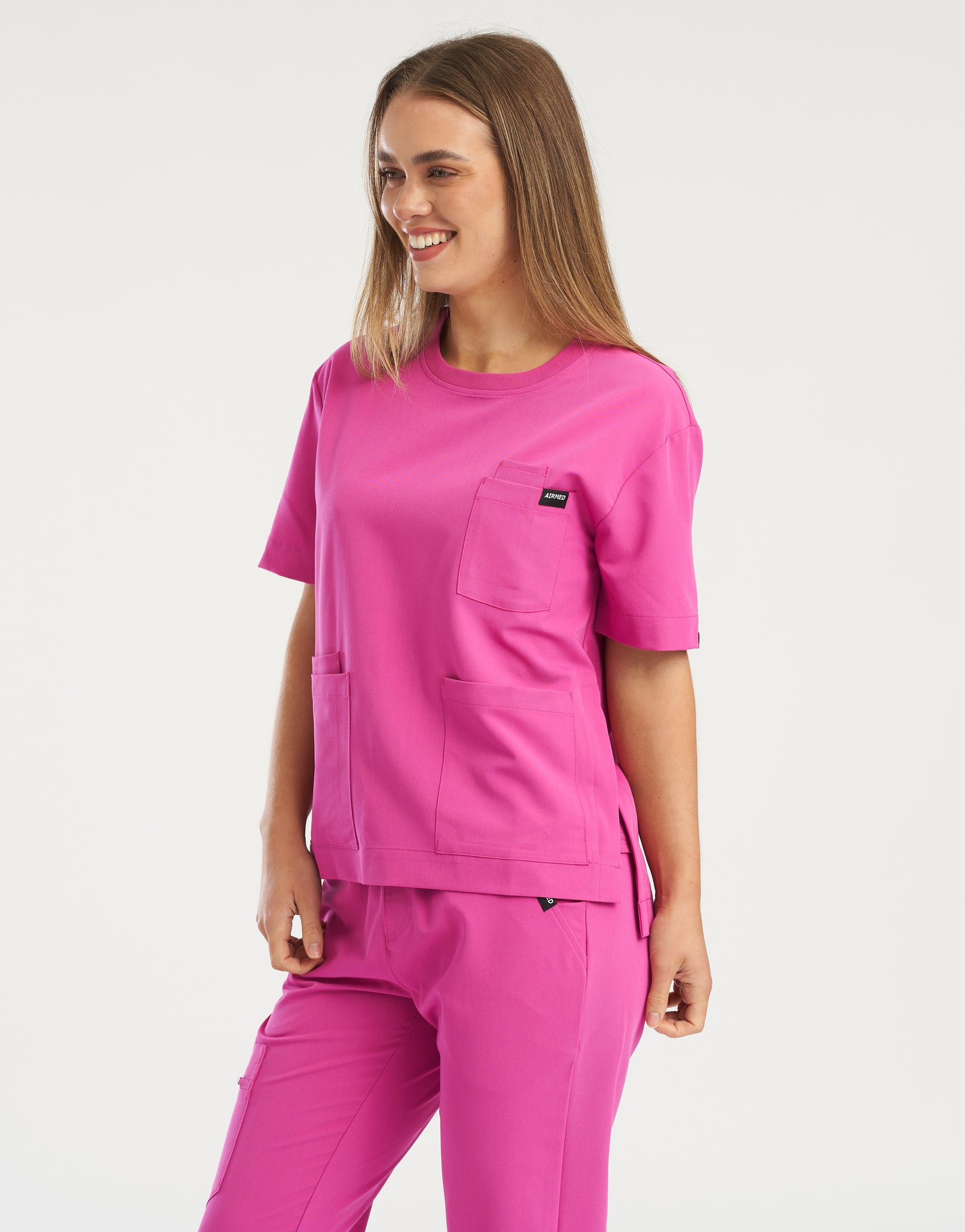 Essential Crewneck Scrub Top - Just Pink