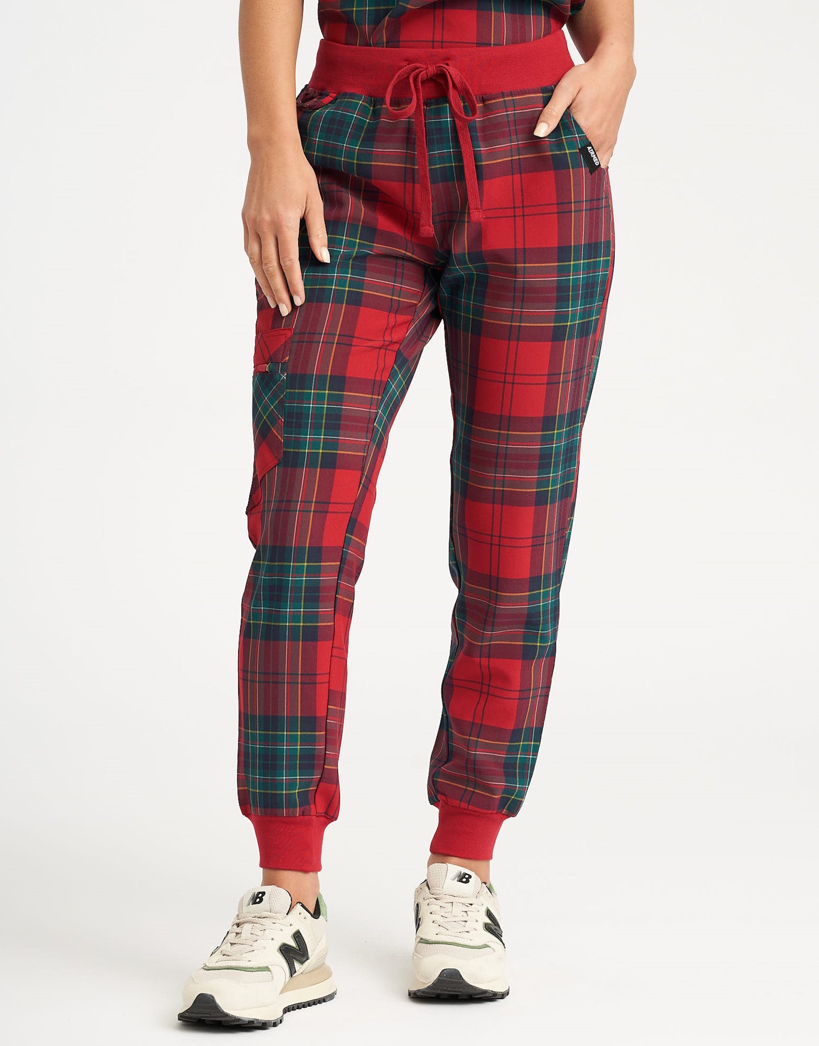 Essential Jogger Scrub Pants - Christmas Red Tartan