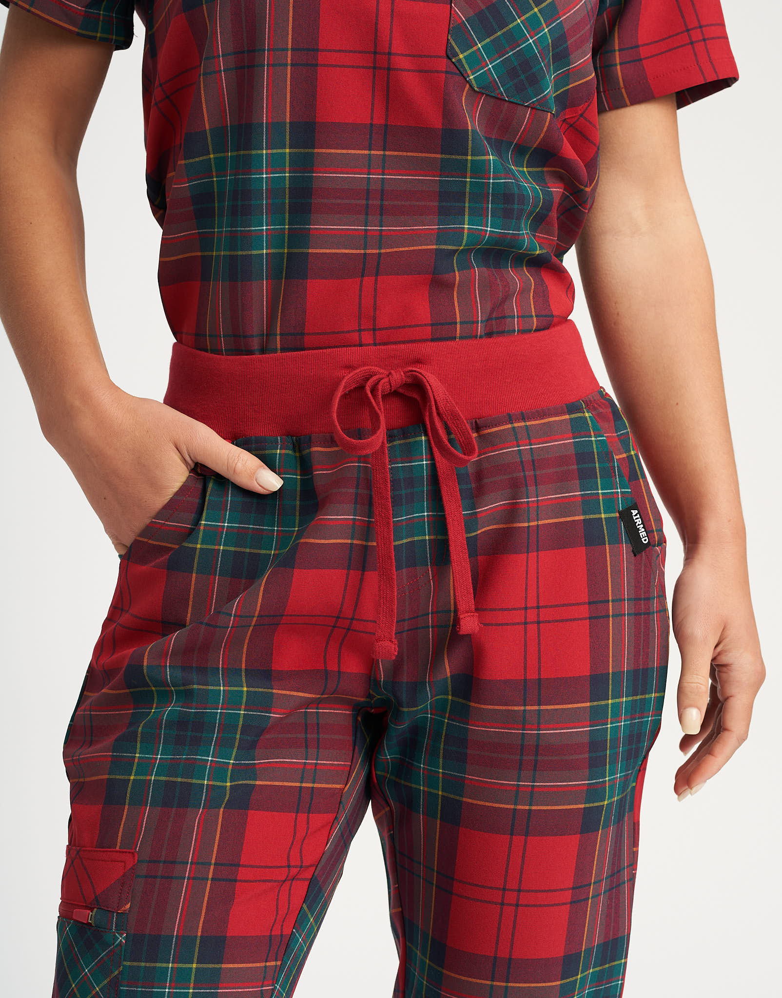 Essential Jogger Scrub Pants - Christmas Tartan