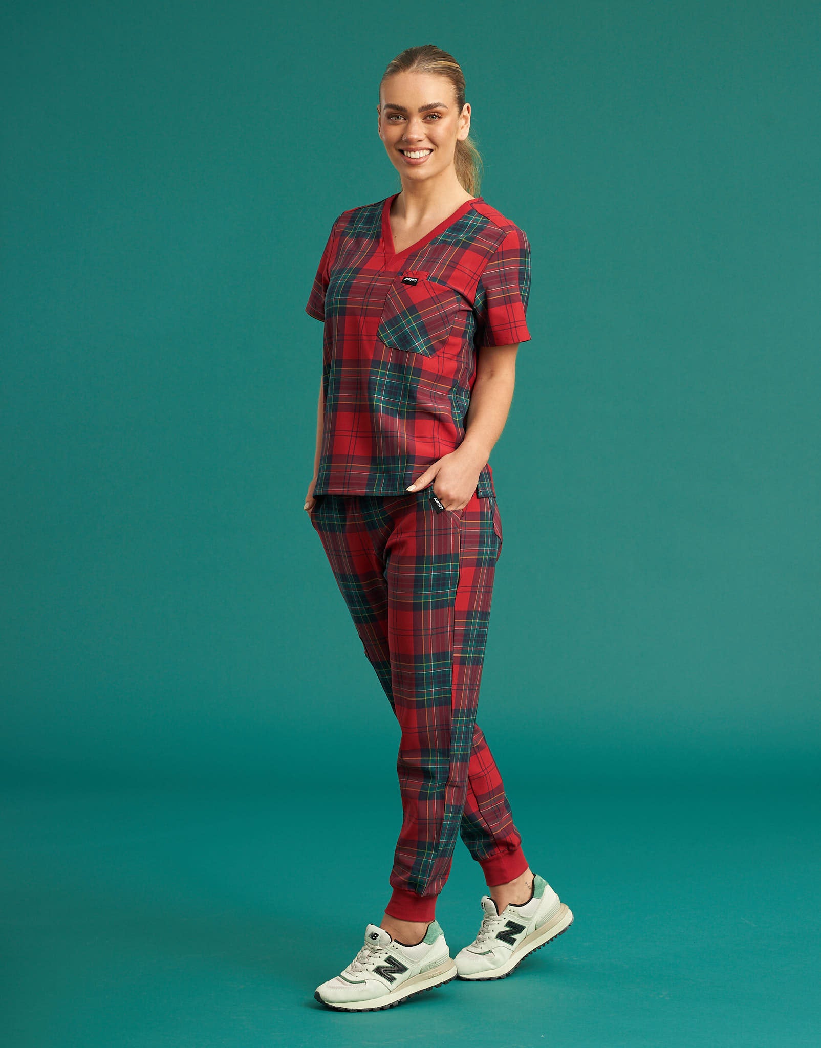 Essential Jogger Scrub Pants - Christmas Tartan