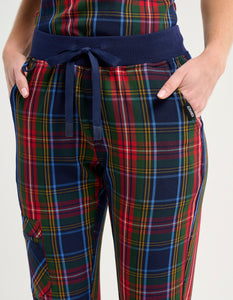 Essential Jogger Scrub Pants - Christmas Blue Tartan