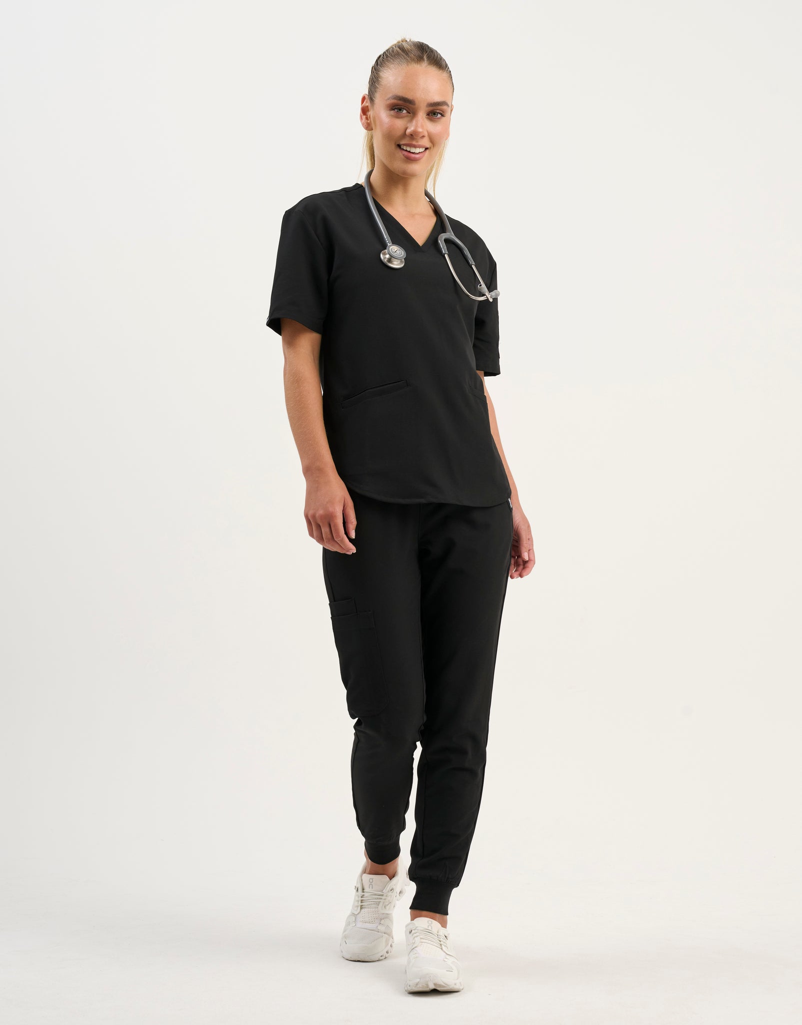 Aspire V Neck Scrub Top - Black