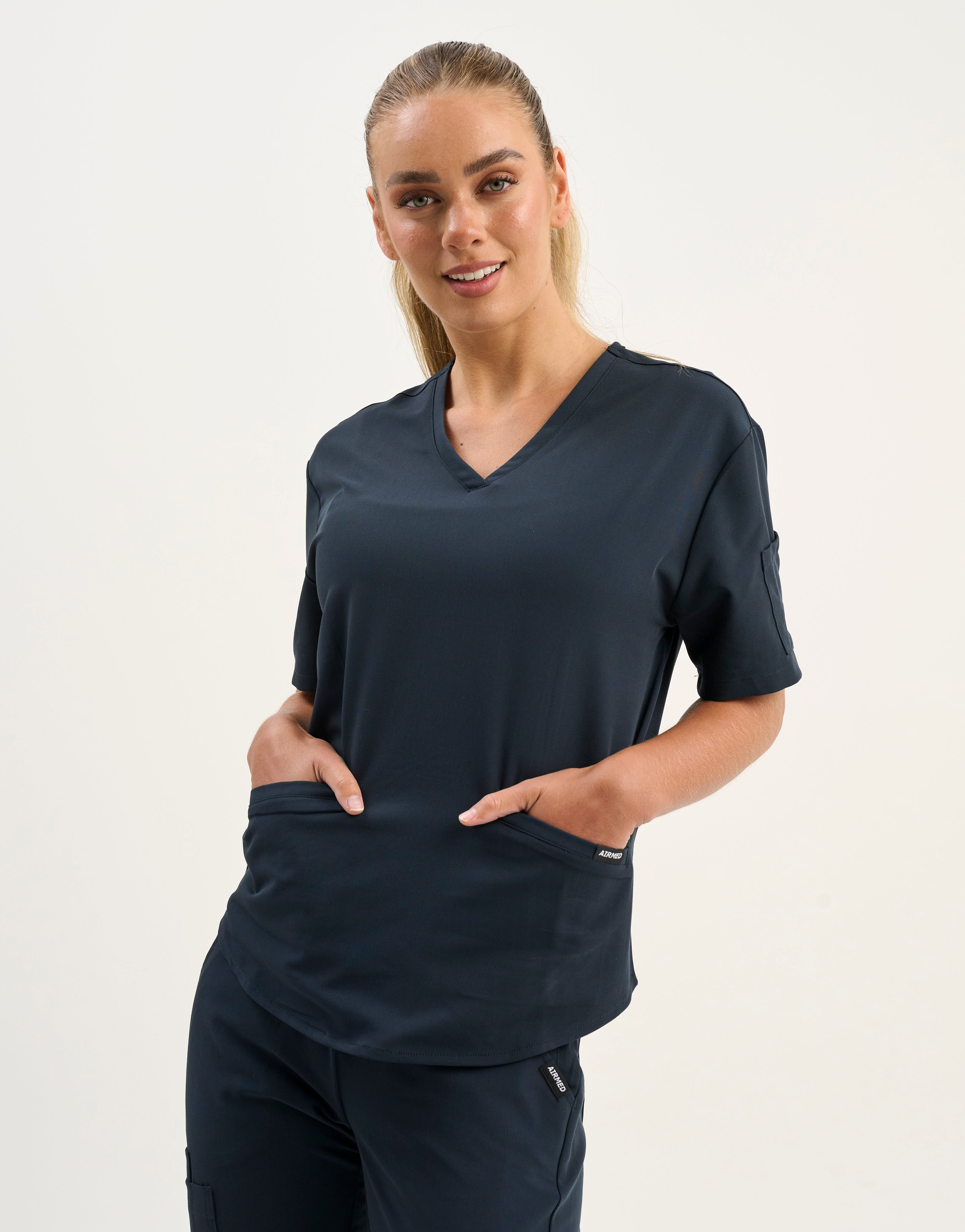 Aspire V Neck Scrub Top - Midnight Navy