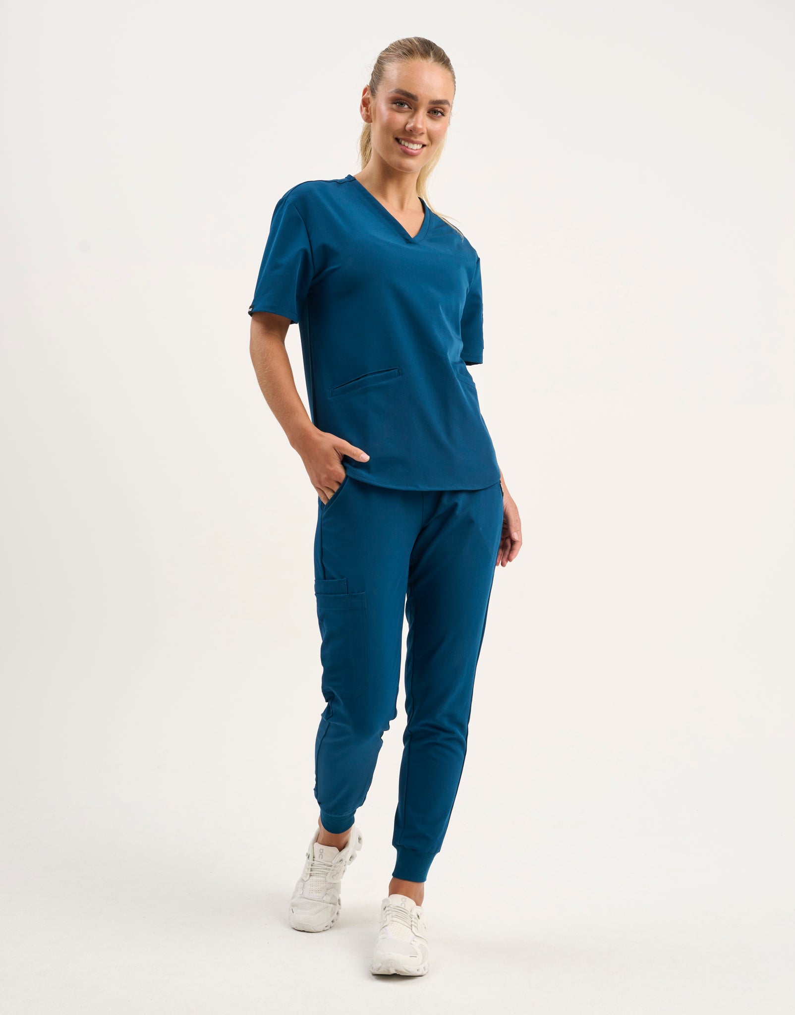 Aspire V Neck Scrub Top - Gibraltar Blue