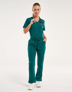 Essential Multi-Pocket Scrub Pants - Harbour Green