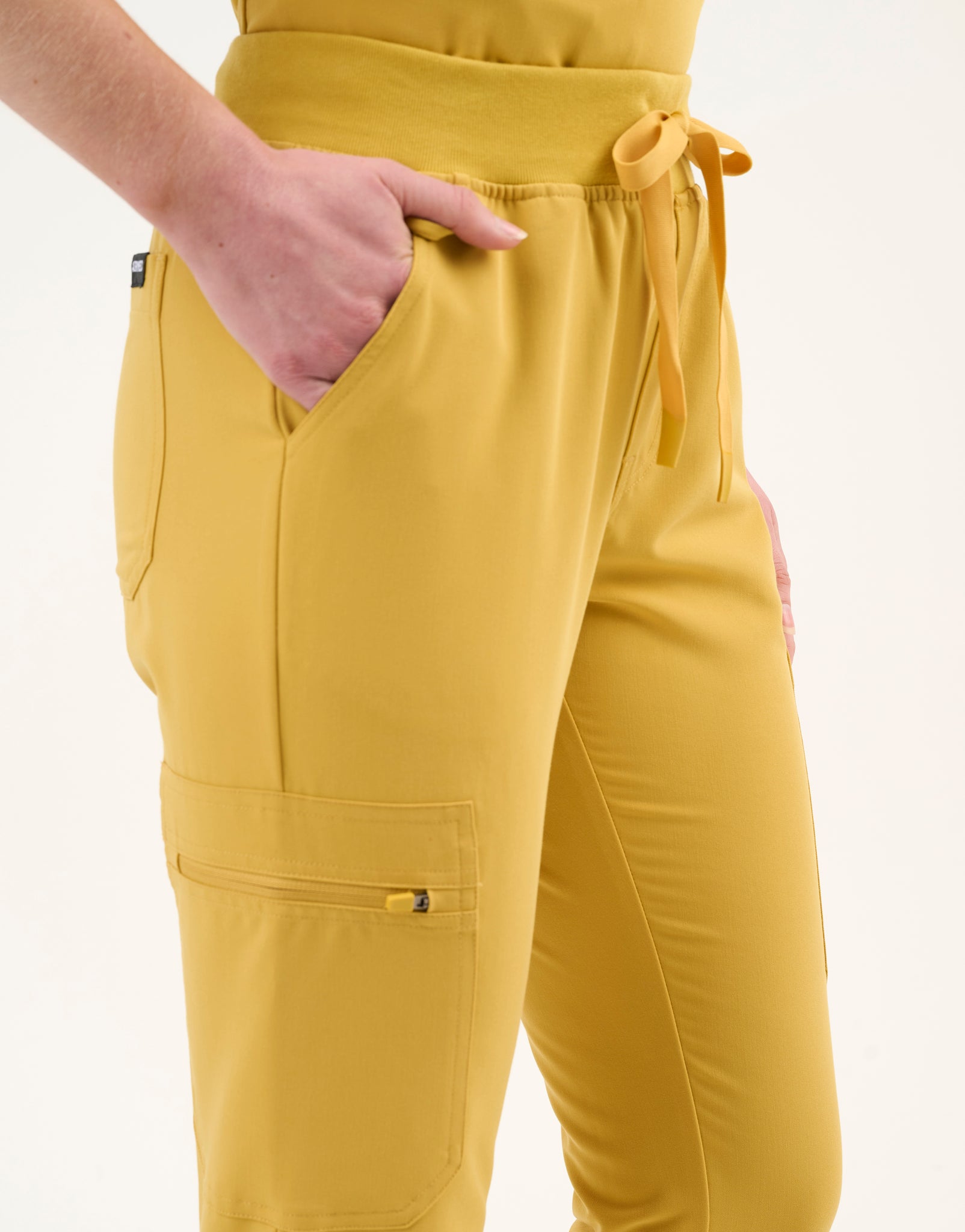 Essential Multi-Pocket Scrub Pants - Yellow Gold