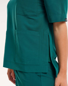 Essential Crewneck Scrub Top - Harbour Green