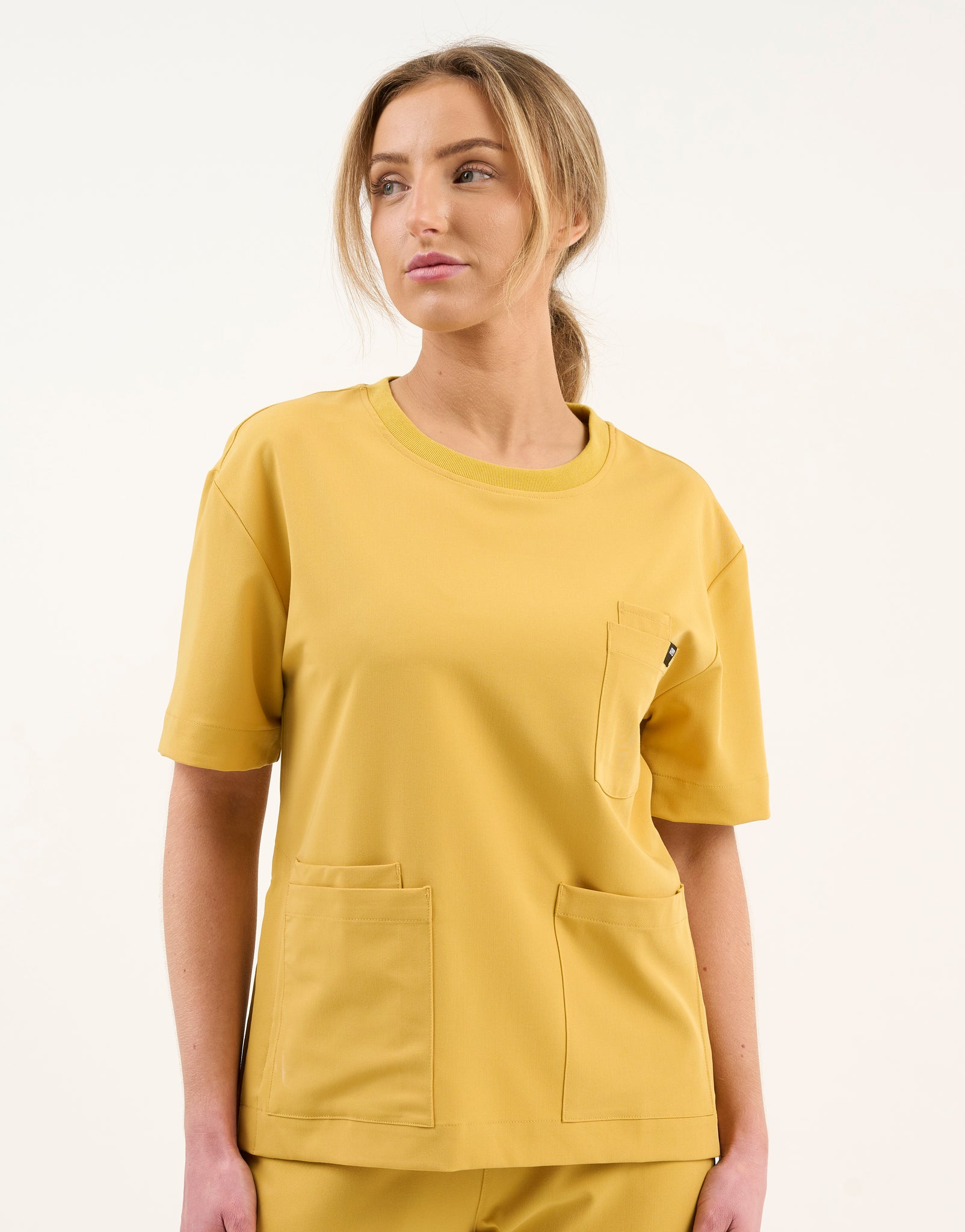 Essential Crewneck Scrub Top - Yellow Gold