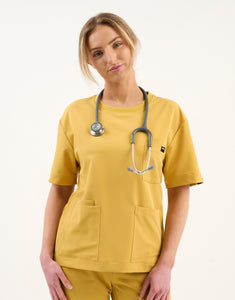 Essential Crewneck Scrub Top - Yellow Gold