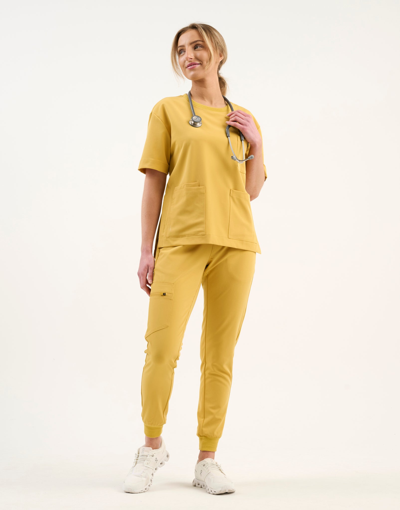 Essential Crewneck Scrub Top - Yellow Gold