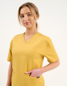 Essential V Neck Scrub Top - Yellow Gold