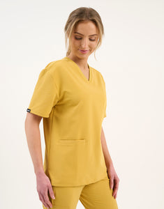 Essential V Neck Scrub Top - Yellow Gold