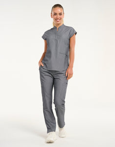 Apollo Scrub Top - Heather Grey