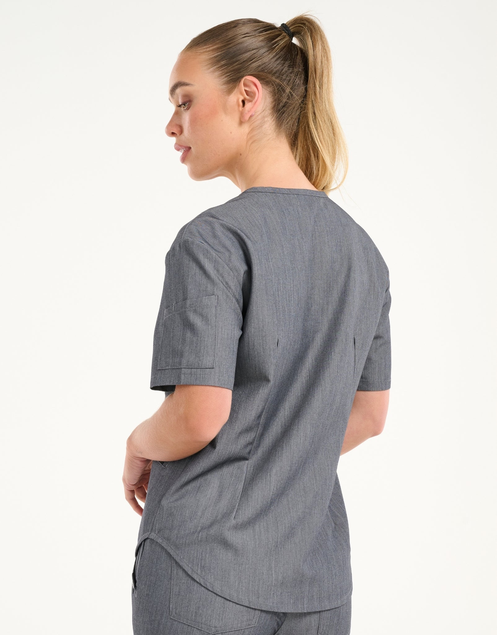 Aspire V Neck Scrub Top - Heather Grey