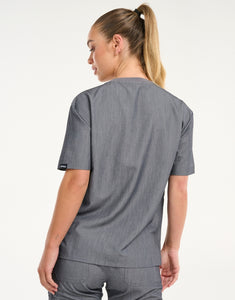 Essential Crewneck Scrub Top - Heather Grey