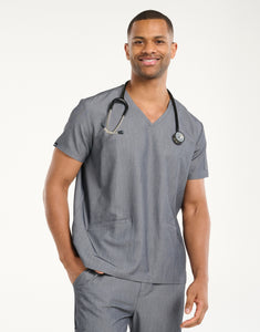 Aspire V Neck Scrub Top - Heather Grey