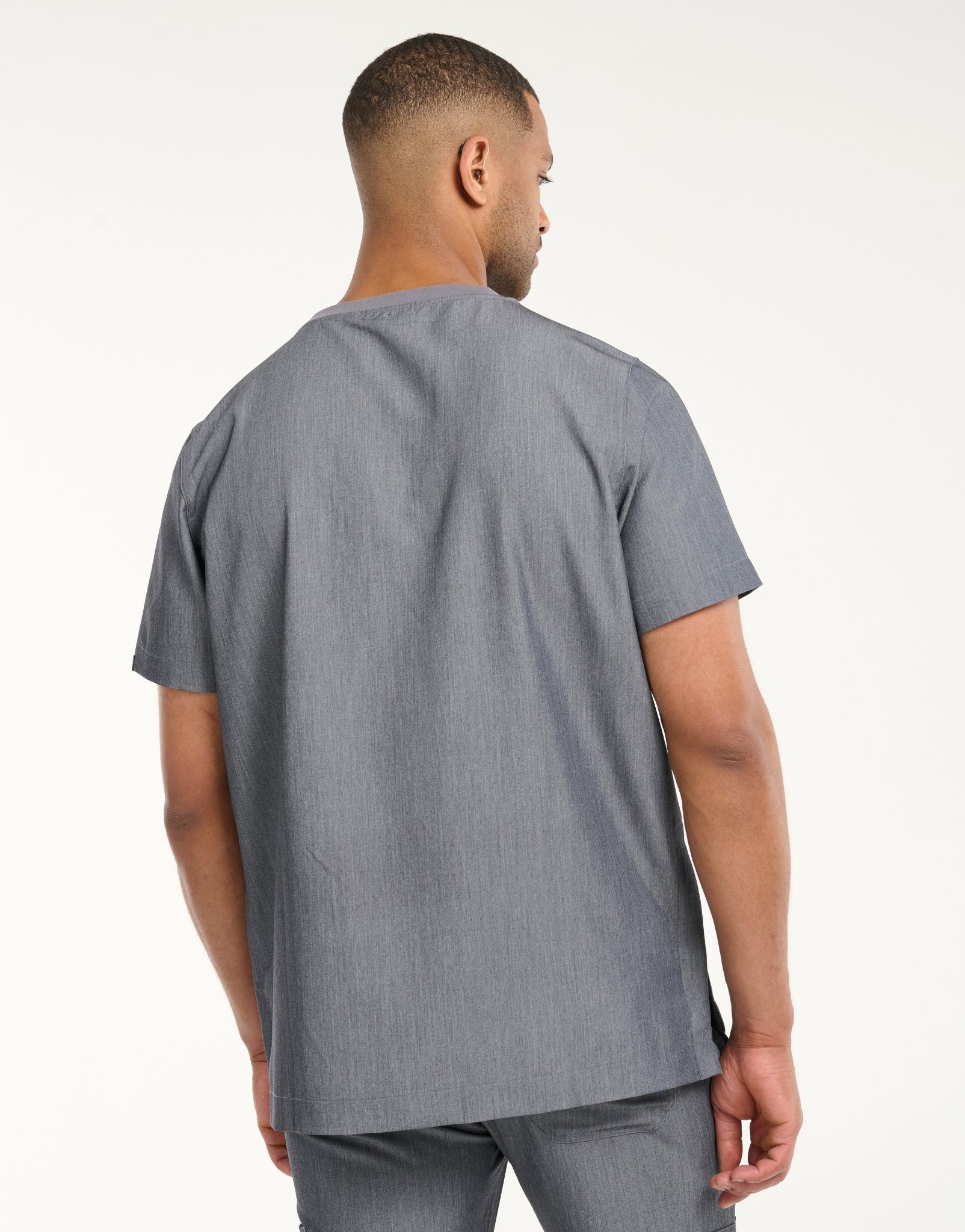 Essential Crewneck Scrub Top - Heather Grey