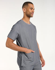 Essential Crewneck Scrub Top - Heather Grey