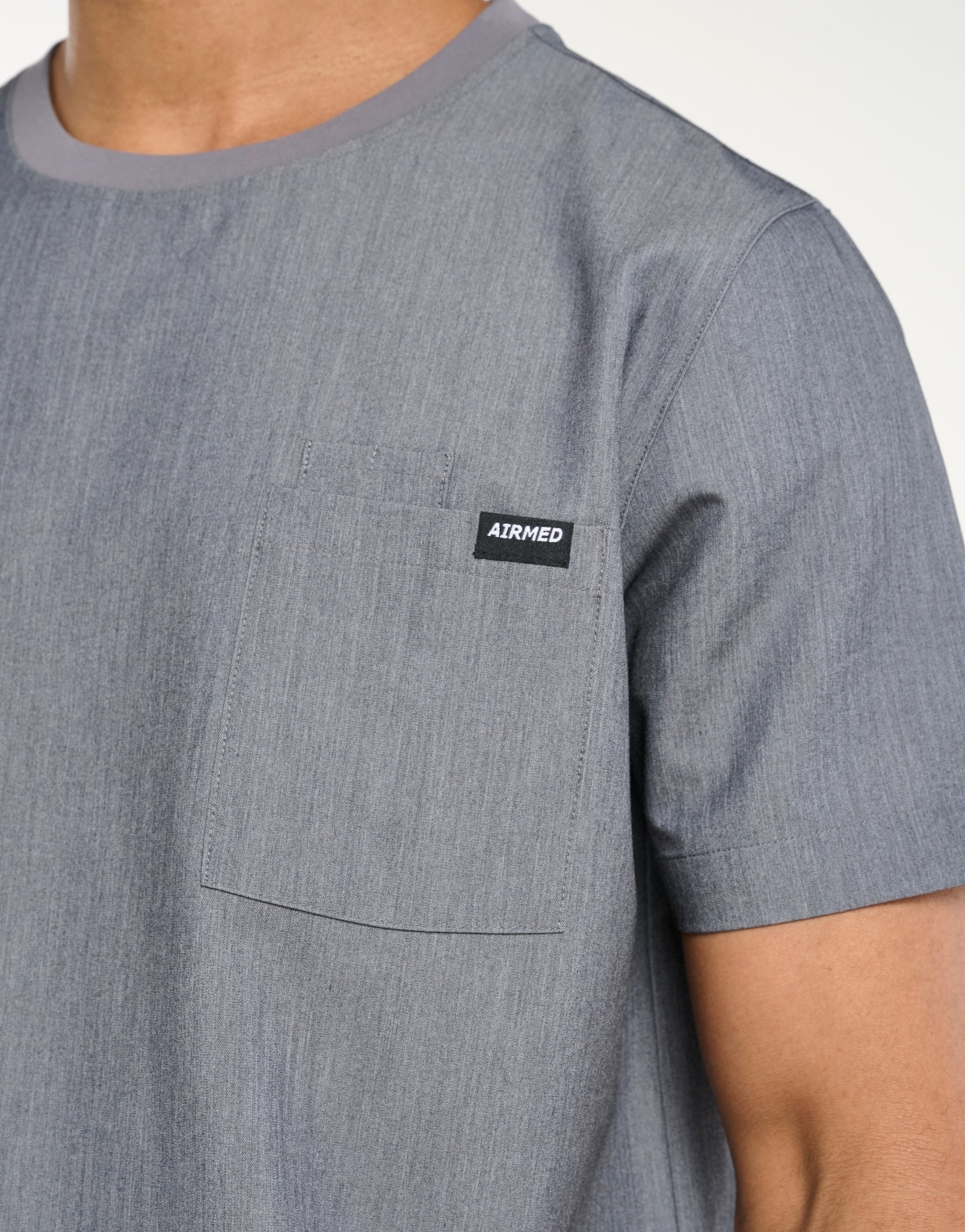 Essential Crewneck Scrub Top - Heather Grey