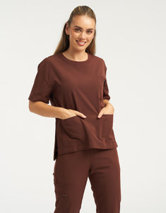 Essential Crewneck Scrub Top - Cocoa